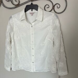 Nanette Lepore White Floral Button Down Shirt